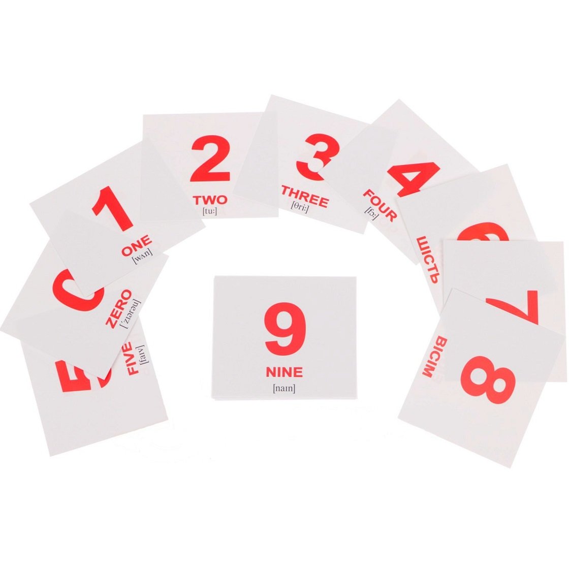 Набір карток Вундеркінд з пелюшок Числа/Numbers, укр.-англ. мова, 40 шт. - фото 1