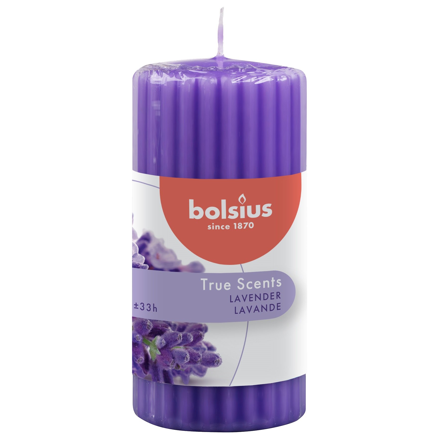 Свеча Bolsius True scents Французская лаванда столбик, 12х5,8 см, фиолетовый (266777) - фото 1
