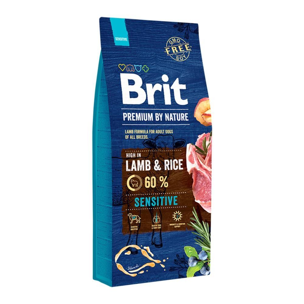 Сухой корм для собак с чувствительным пищеварением Brit Premium Dog Sensitive Lamb, с ягненком, 15 кг - фото 1