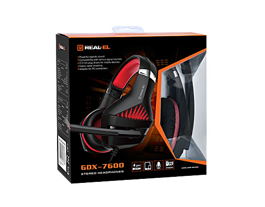 Навушники Real-El GDX-7600 Black/Red з мікрофоном - фото 4