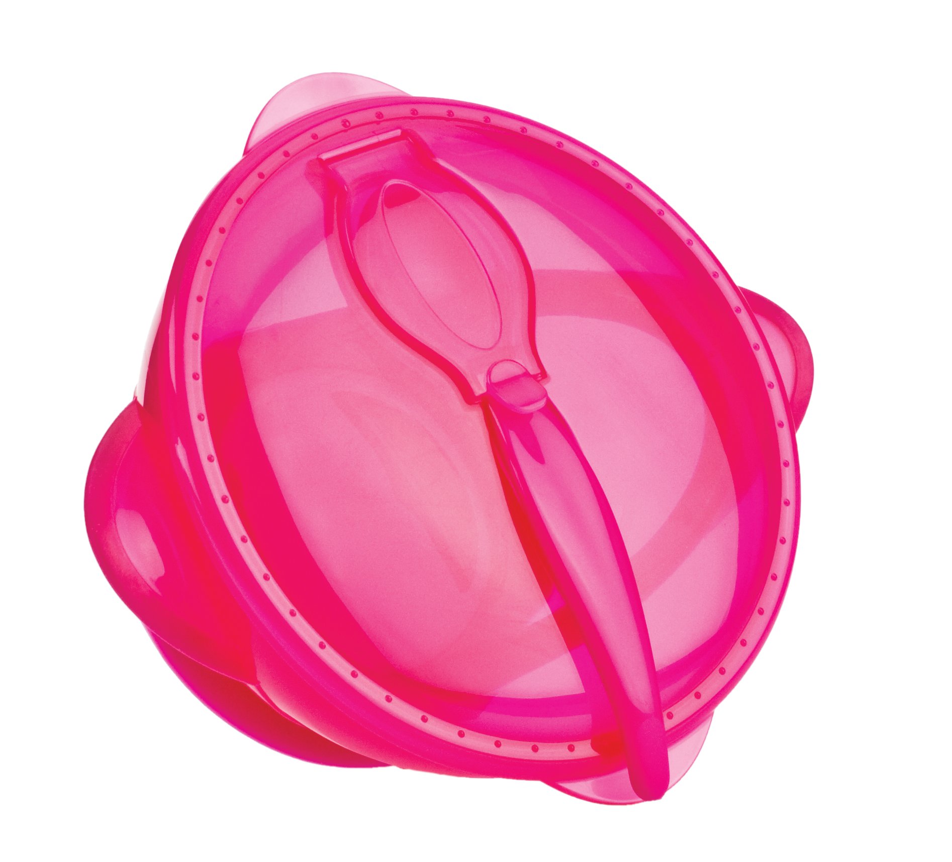 Тарелка на присоске Nuby с крышкой и ложкой, розовый (5419pnk) - фото 1