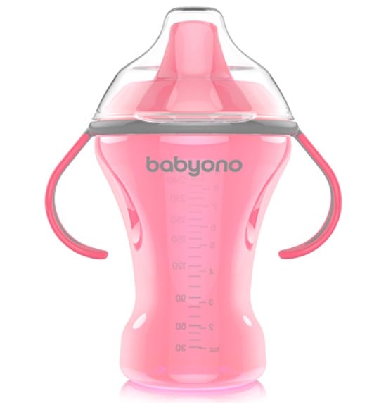 Чашка-непроливайка BabyOno Natural Nursing с твердым носиком, 260 мл, розовый (1457) - фото 1