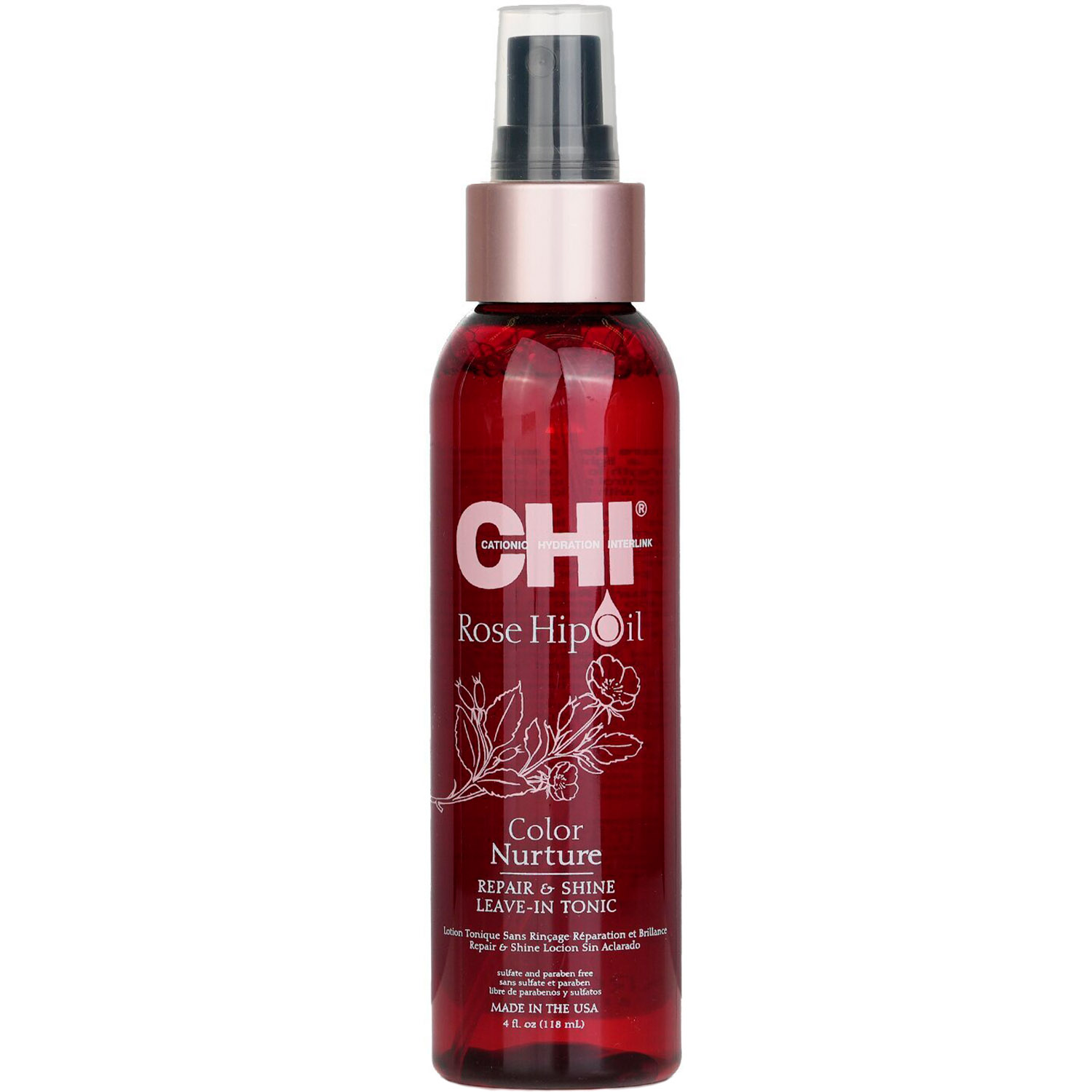Незмивний спрей-тонік CHI Rosehip Oil Color Nuture Repair&Shine Leave-in Tonic для фарбованого волосся, 118 мл - фото 1