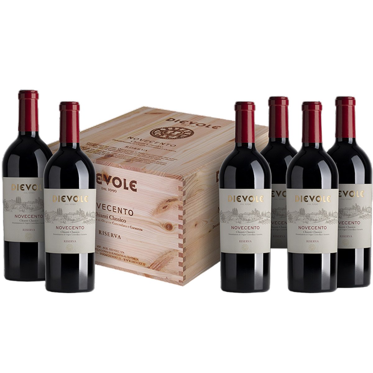 Кейс подарунковий: Вино Dievole Novocento Chianti Classico Riserva червоне сухе 0.75 л х 6 шт. - фото 1