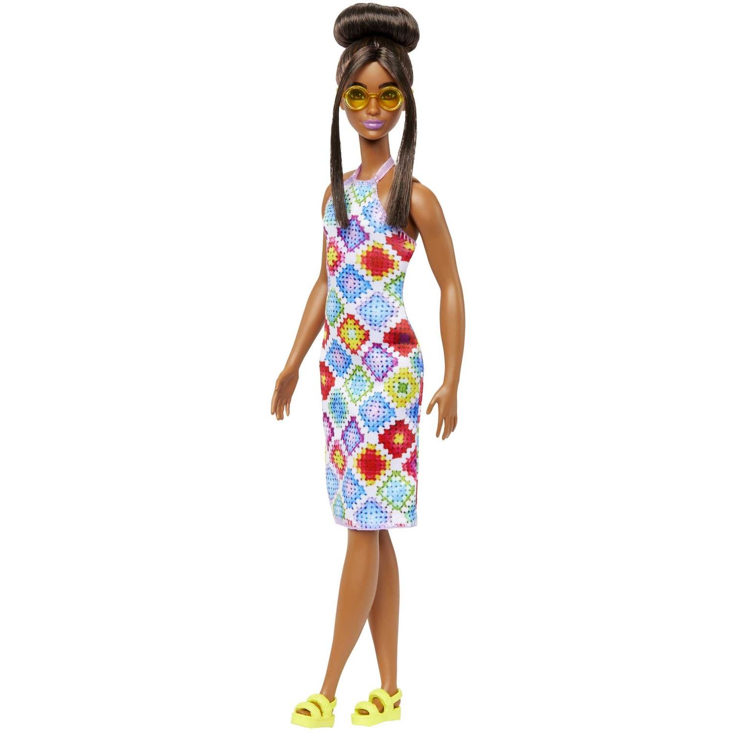 Кукла Barbie Модница в платье с узором в ромб, 30 см (HJT06) - фото 1