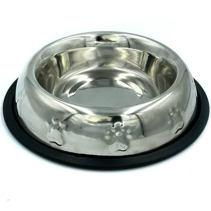 Миска для собак Lucky Star Belly, нековзна, з тисненням, 17 см, 710 мл, сріблястий (SWT 2305-3) - фото 1