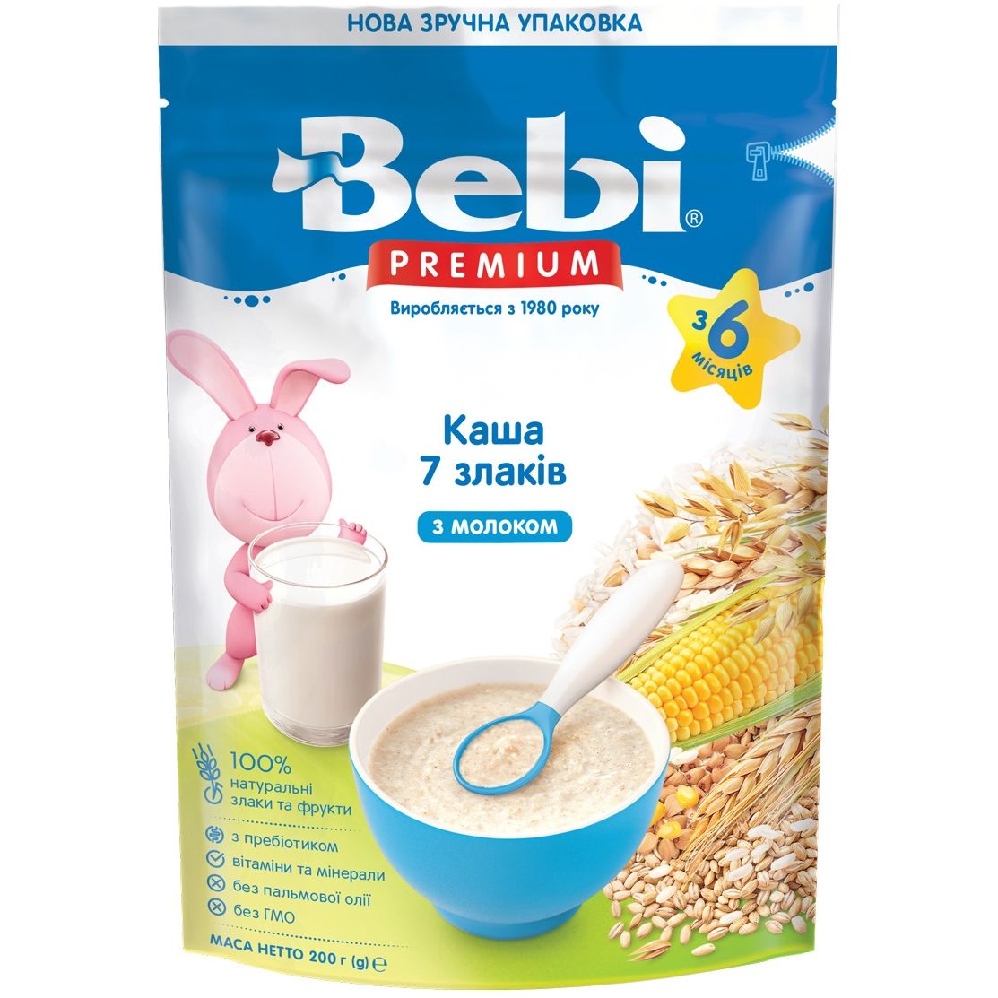 Фото - Дитяче харчування Bebi Молочна каша  Premium 7 злаків 200 г  (1105062)