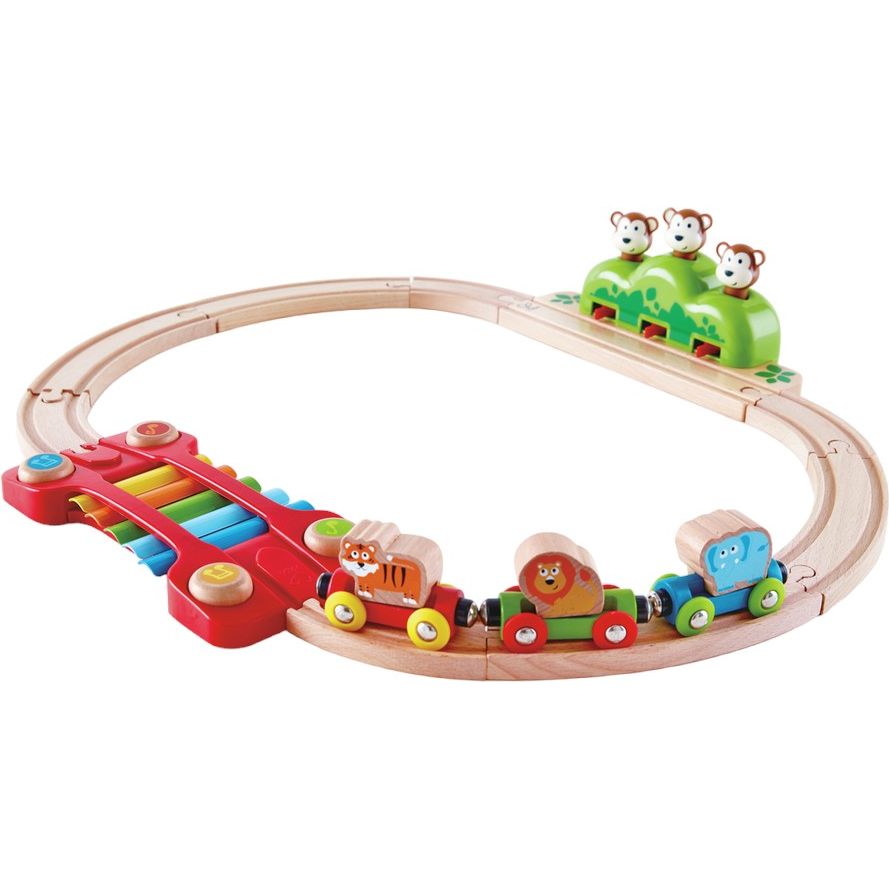 Музыкальная железная дорога Hape Веселые обезьянки 19 элементов (E3825) - фото 1