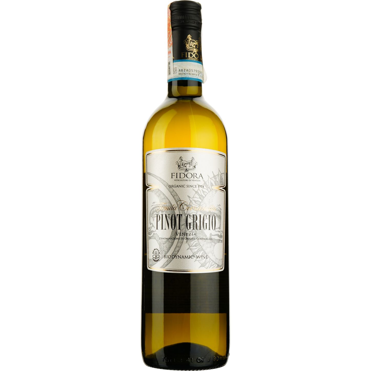 Вино Fidora Pinot Grigio Organic Venezia DOC, біле, напівсухе, 0,75 л - фото 1