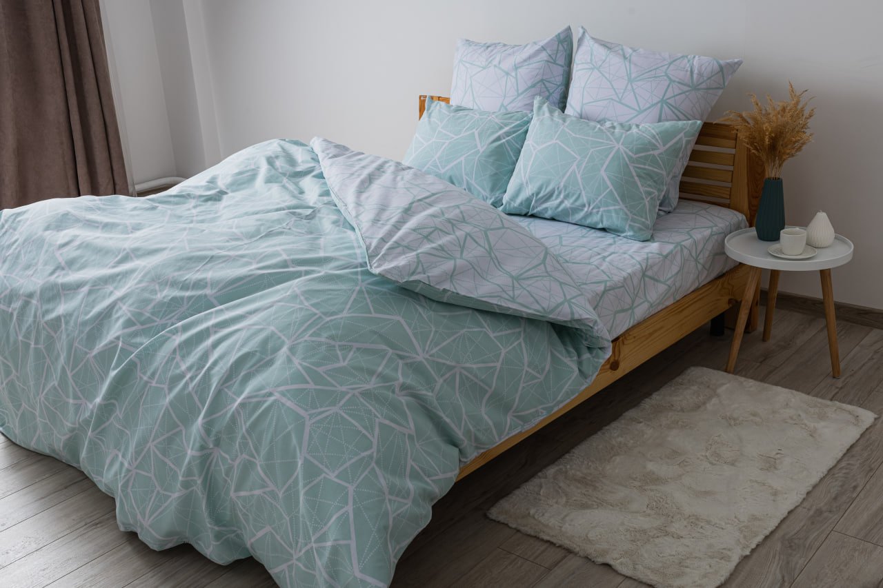 Комплект постельного белья ТЕП Happy Sleep Marble двуспальный белый c мятным (2-03795_25162) - фото 2