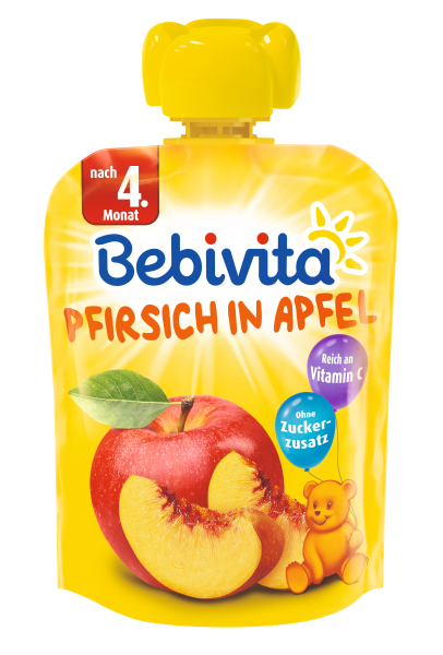 Фруктове пюре Bebivita Pouch Персик-яблуко, 90 г - фото 1