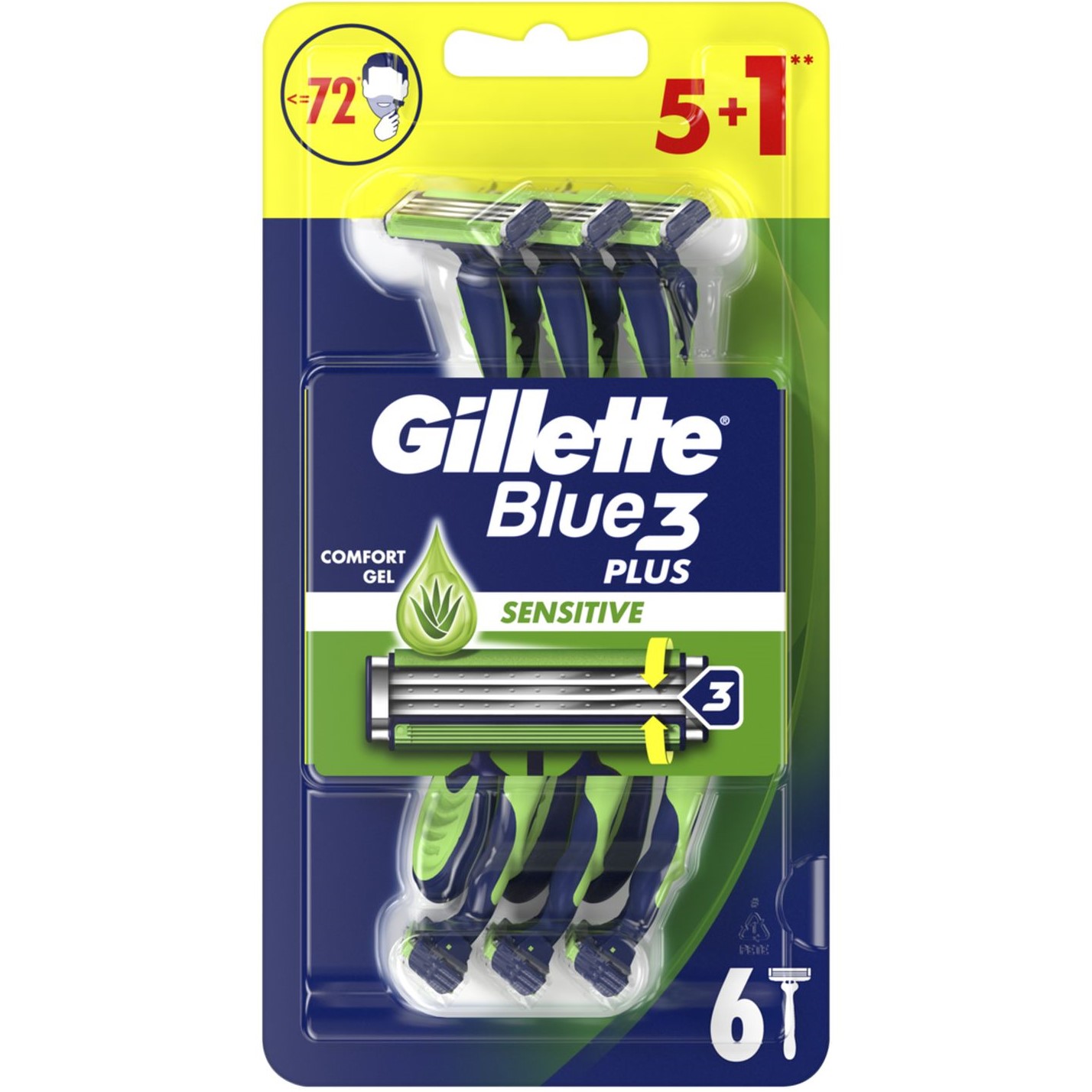 Одноразовые станки для бритья Gillette Blue 3 Sensitive 6 шт. - фото 1