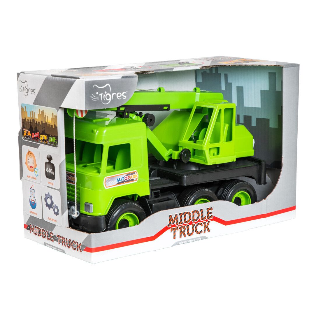Машинка Tigres Middle Truck Автокран зелена (39483) - фото 2