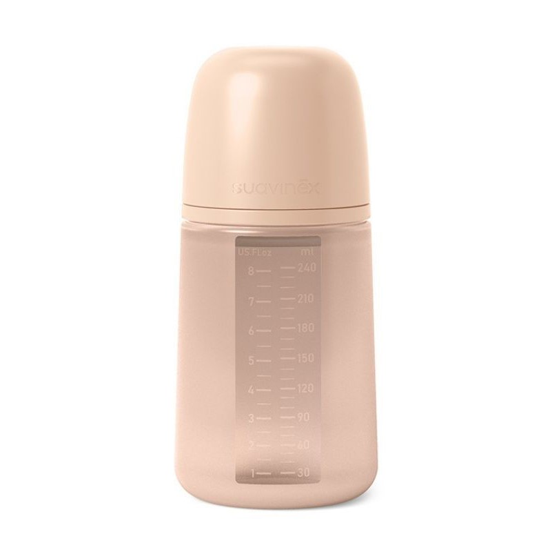 Пляшечка для годування Suavinex Colour Essence, фізіологічна соска, повільний потік, 240 мл, світло-рожева (308069) - фото 1