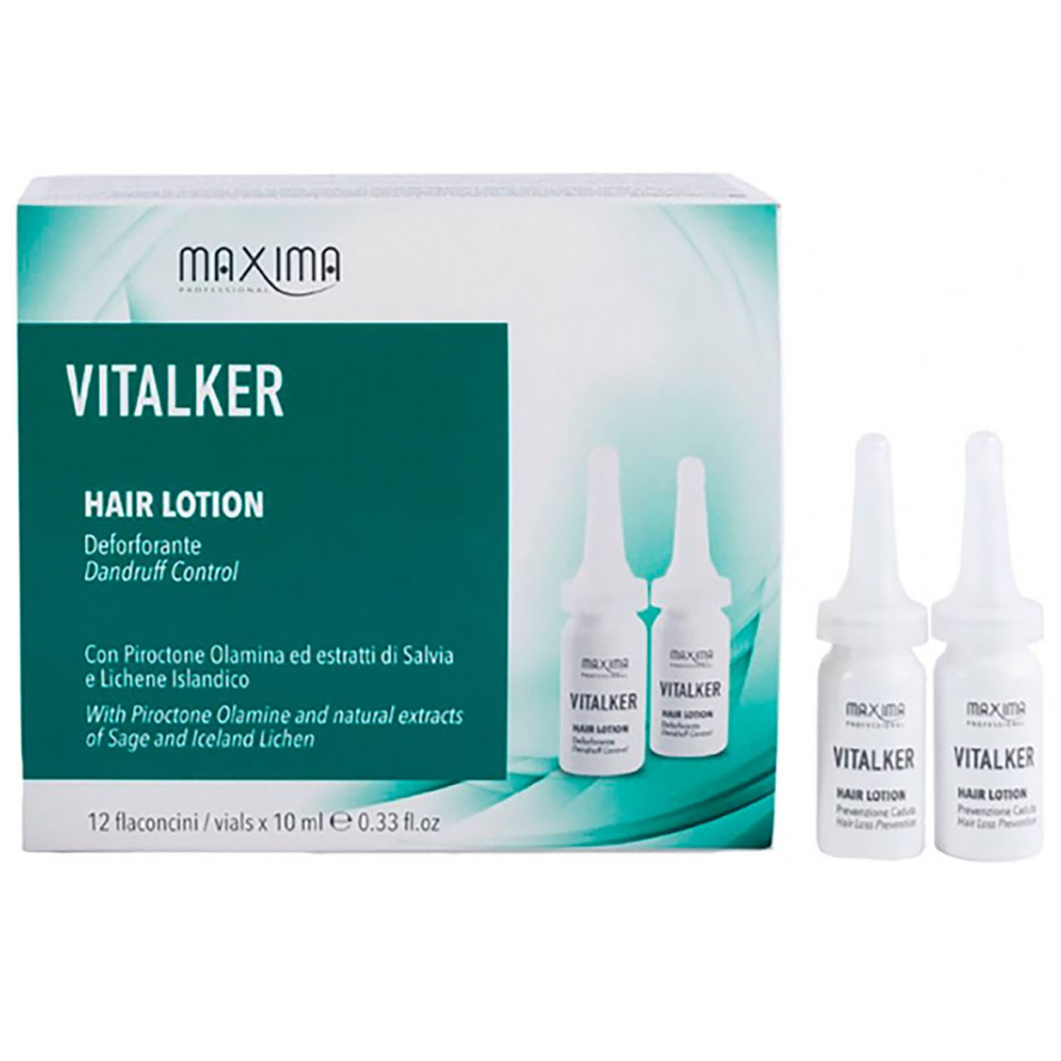 Лосьйон для волосся Maxima Vitalker Hair Lotion Prev Antiforfora проти лупи 12 шт. x 10 мл - фото 1