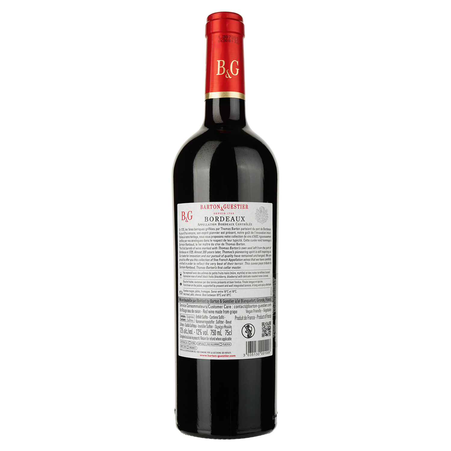 Вино Barton&Guestier Bordeaux Rouge, червоне, сухе, 13%, 0,75 л (371320) - фото 2