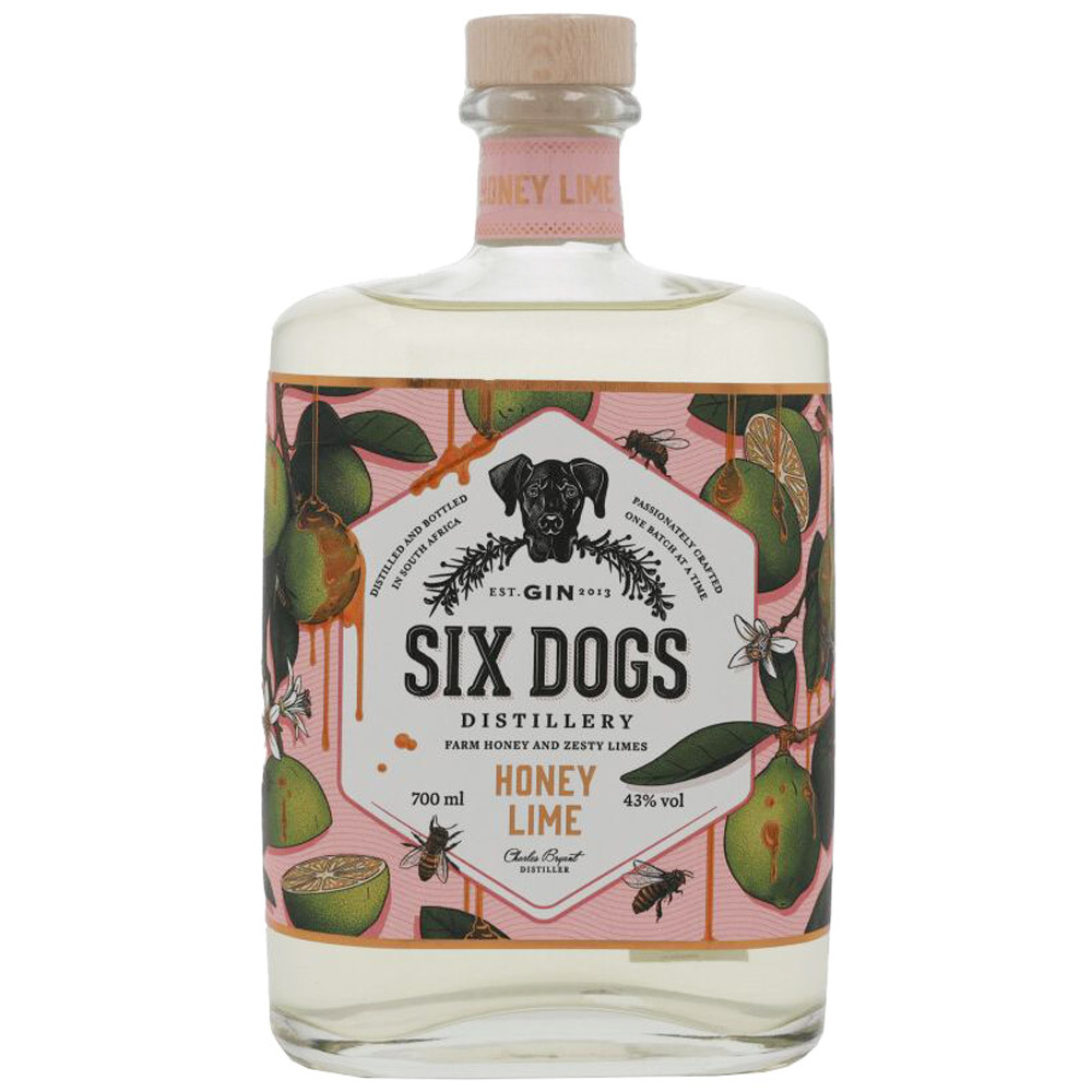 Джин Six Dogs Honey & Lime 43% 0.7 л - фото 1