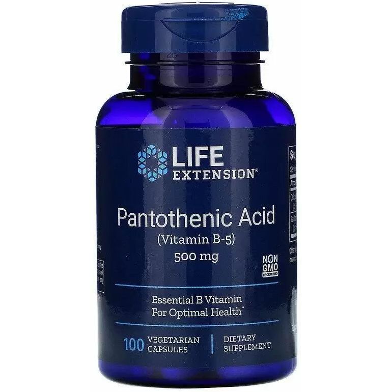 Пантотеновая кислота Life Extension Pantothenic Acid 500 мг 100 капсул - фото 1