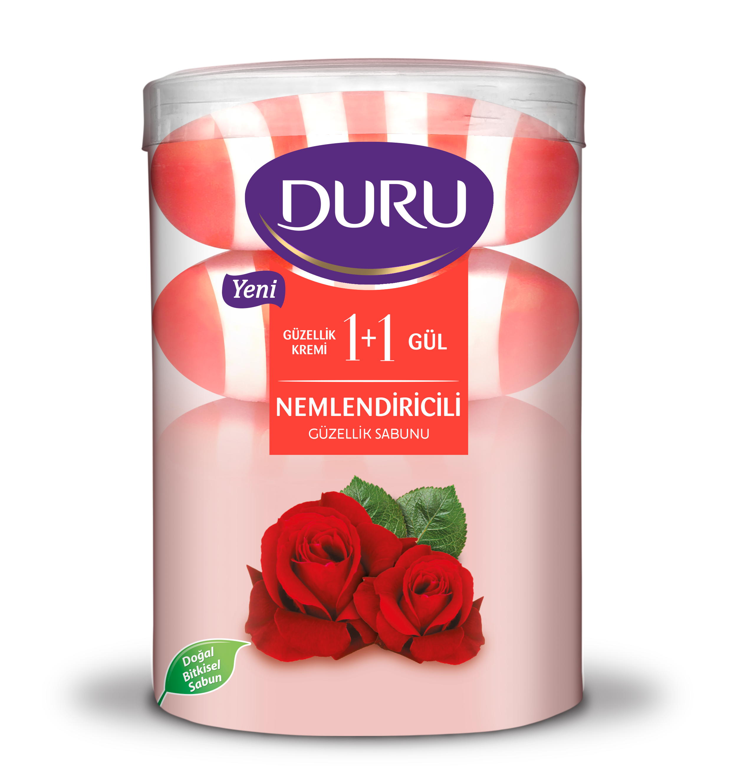 Туалетне мило Duru 1+1 Троянда зі зволожуючим кремом, 4 шт. по 110 г - фото 1