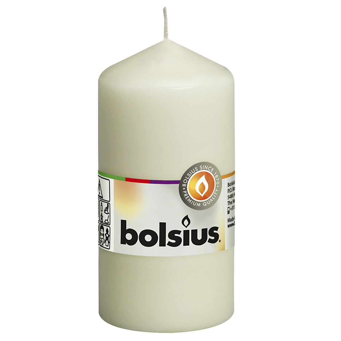 Свеча Bolsius столбик, 12х6 см, кремовый (390105) - фото 1