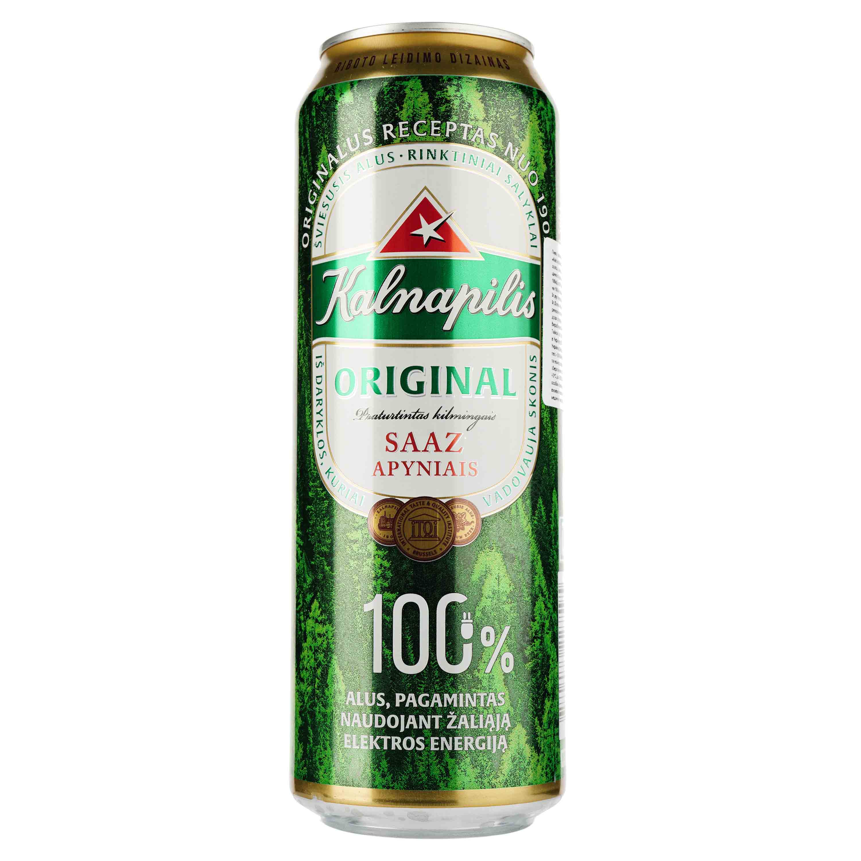 Пиво Kalnapilis Original, светлое, фильтрованное, 5%, ж/б, 0,568 л - фото 1