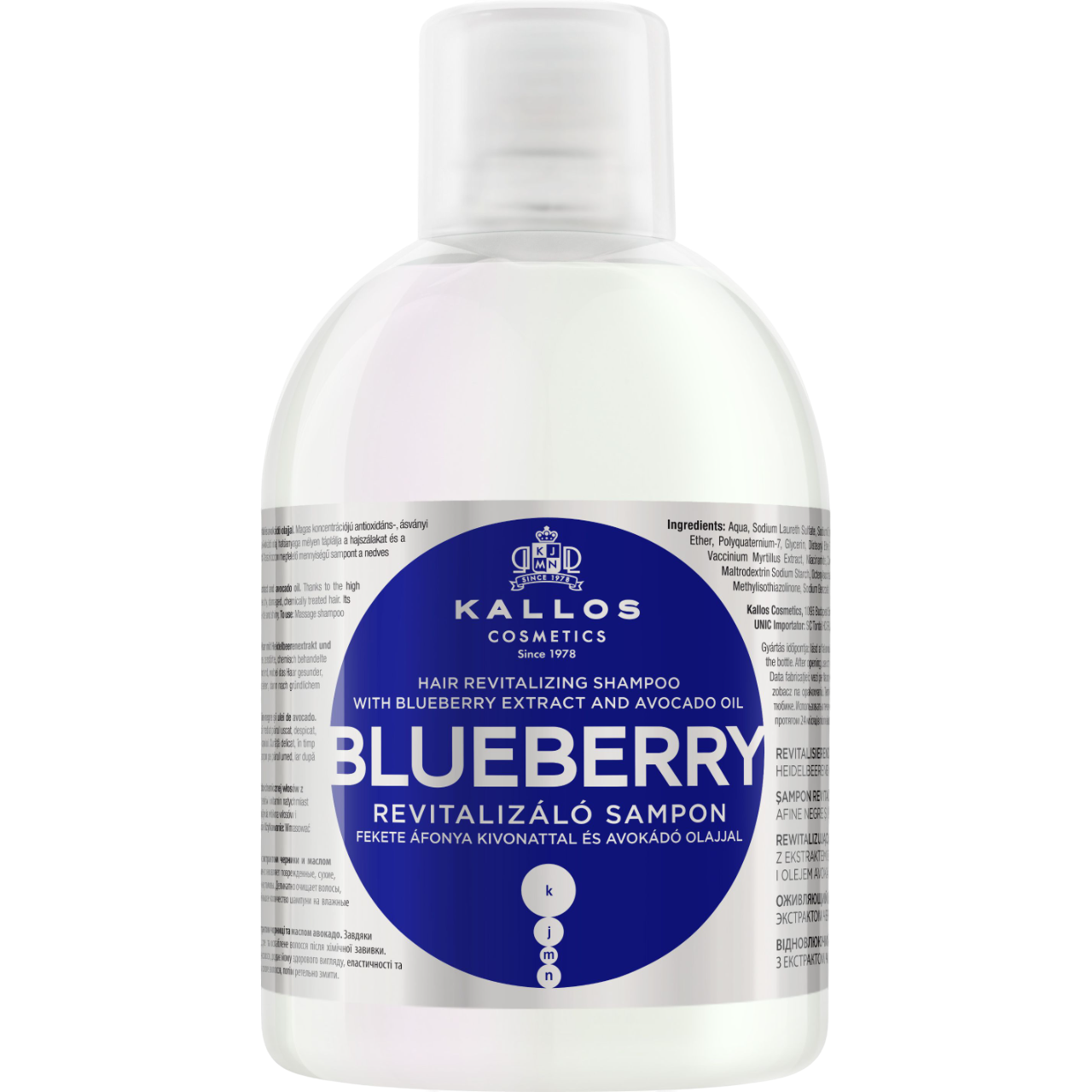Шампунь для волосся Kallos Cosmetics KJMN Blueberry відновлюючий з екстрактом чорниці, 1 л - фото 1
