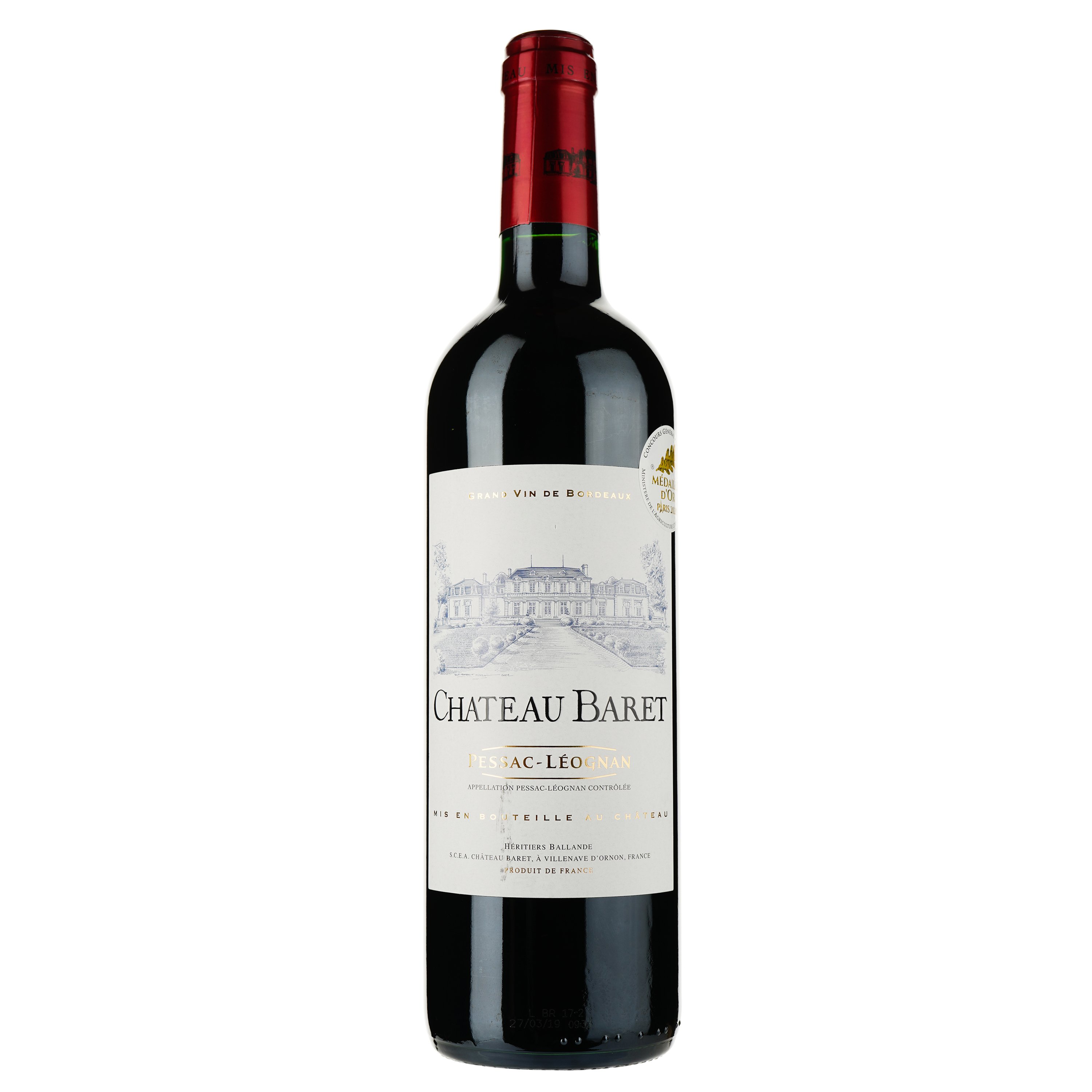 Вино Chateau Baret AOP Pessac-Leognan 2017 червоне сухе 0.75 л - фото 1