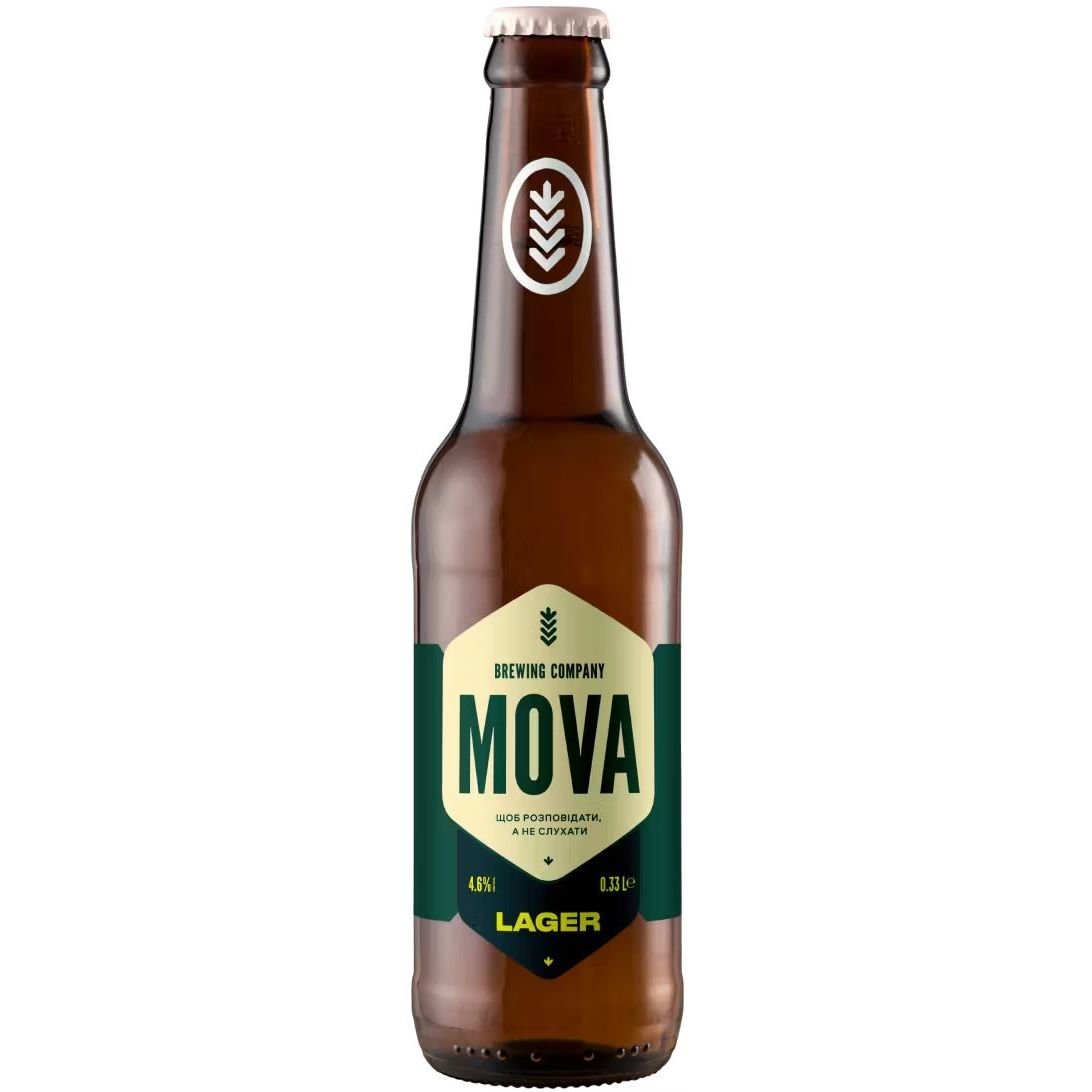 Пиво MOVA Lager, світле, нефільтроване, 4,6%, 0,33 л - фото 1