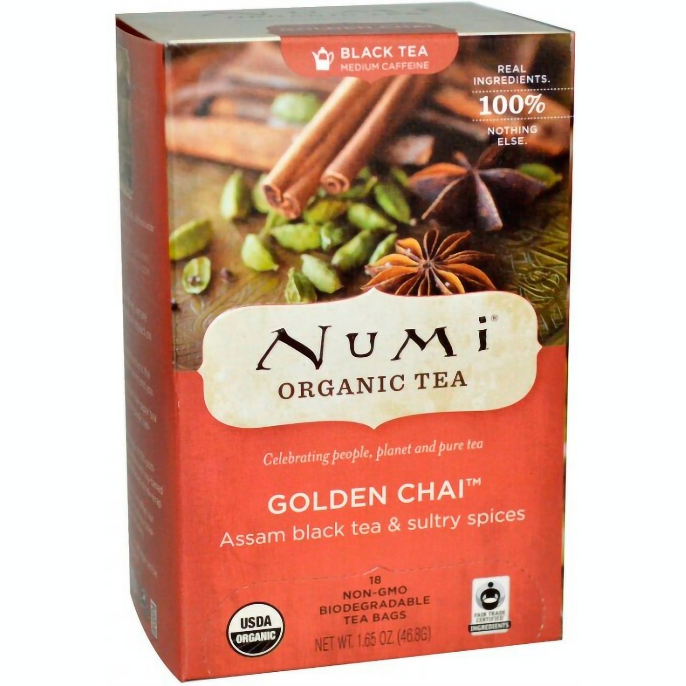 Чай чорний Numi Organic Tea Golden Chai з прянощами органічний 18 пакетиків 36 г - фото 1
