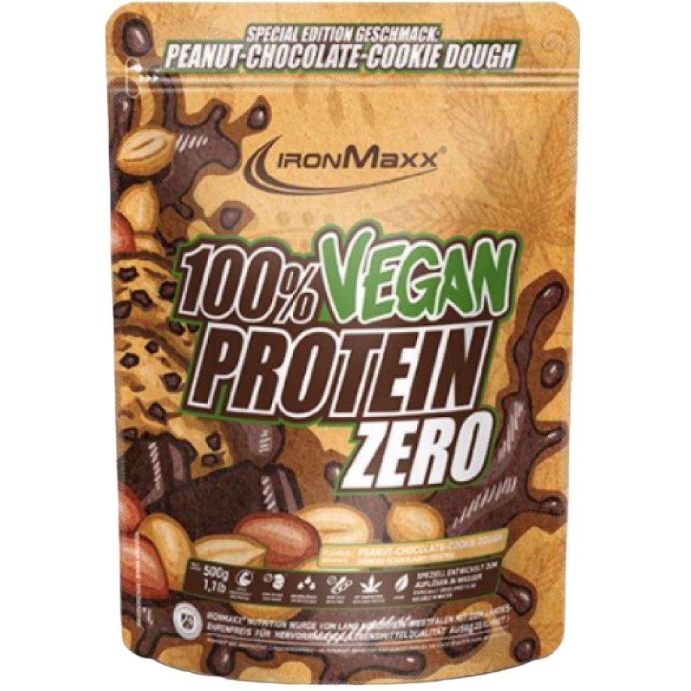 Протеин IronMaxx 100% Vegan Protein Zero Арахисовое шоколадное печенье 500 г - фото 1