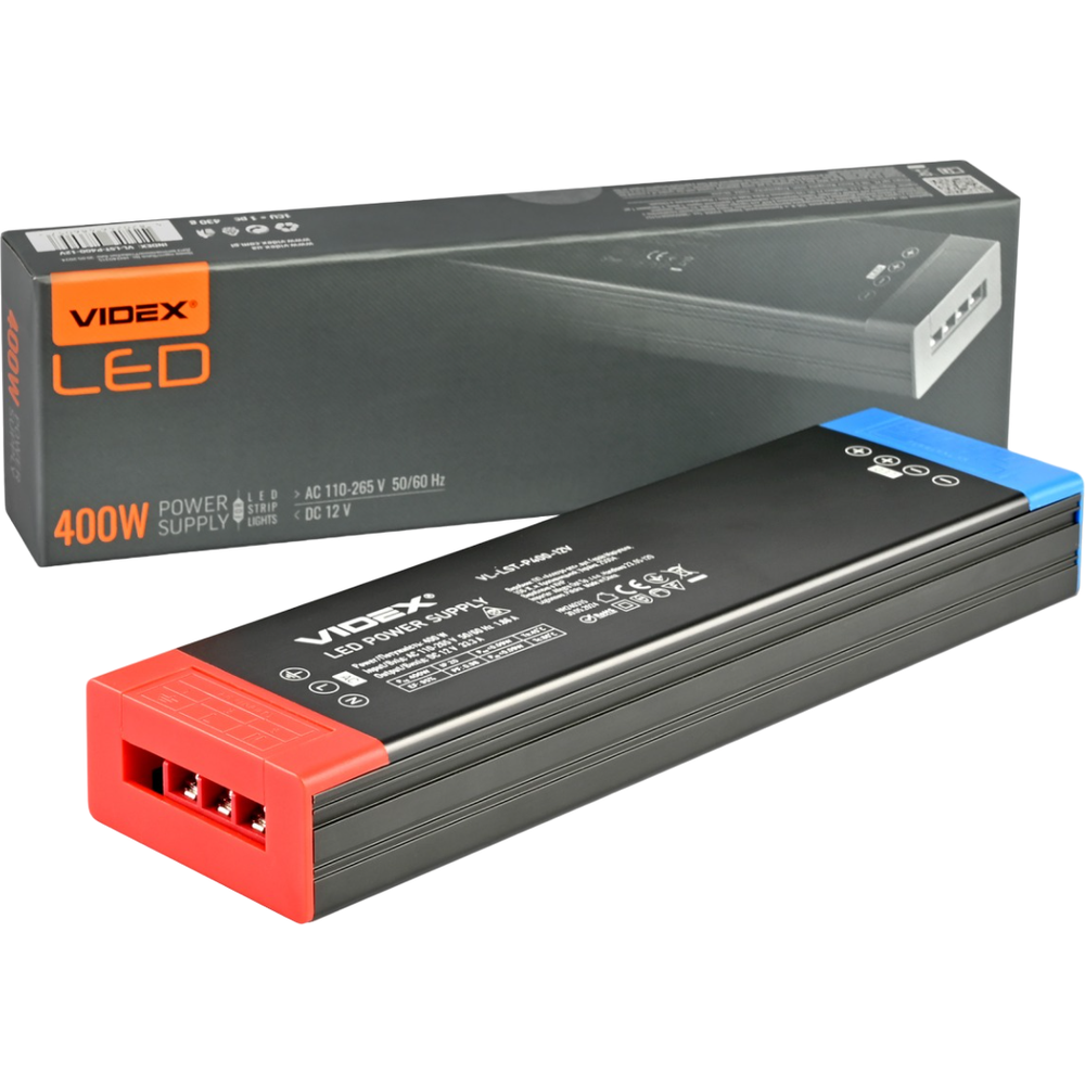 Блок живлення для світлодіодної стрічки Videx DC12V 33.3A 400W IP20 (VL-LST-P400-12V) - фото 1