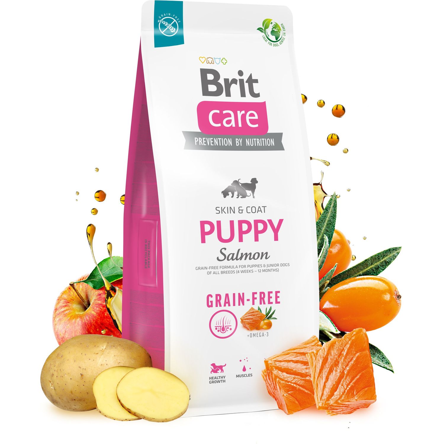 Сухий беззерновий корм для цуценят Brit Care Dog Grain-free Puppy, з лососем, 12 кг - фото 2