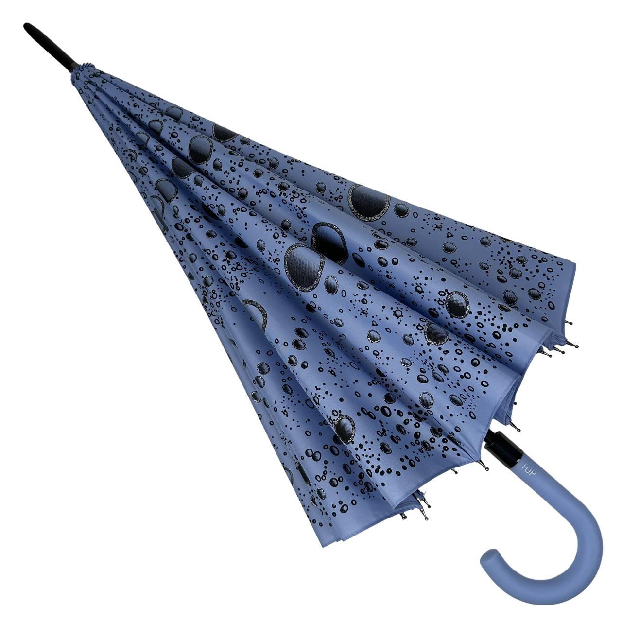 Женский зонт-трость полуавтомат Toprain 98 см голубая - фото 5