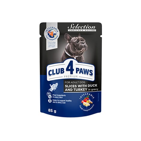 Влажный корм для собак Club 4 Paws Selection с уткой и индейкой в соусе, 85 г - фото 1
