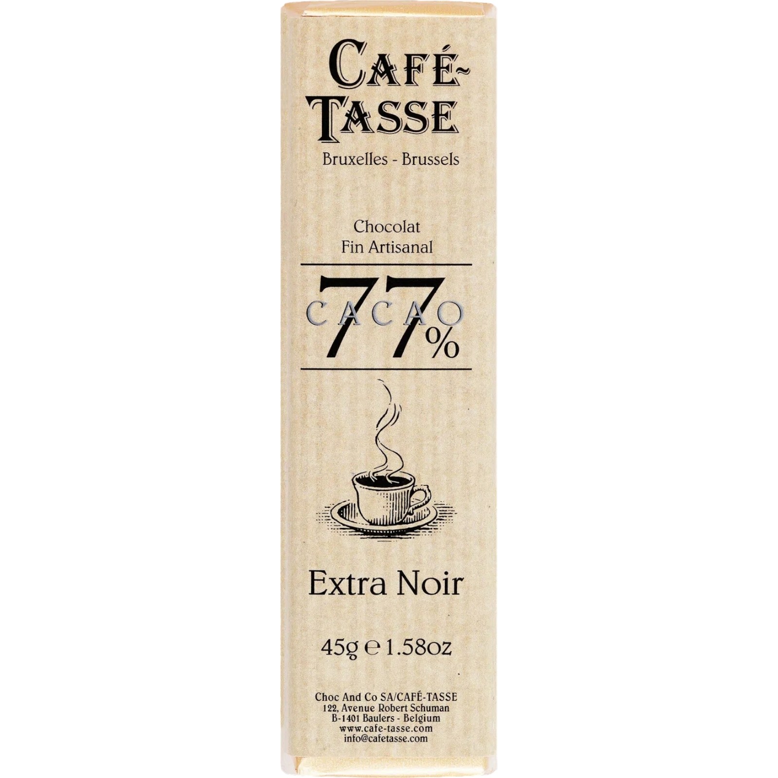 Чорний шоколад Cafe-Tasse з какао-бобами екстра 77% 45 г - фото 1