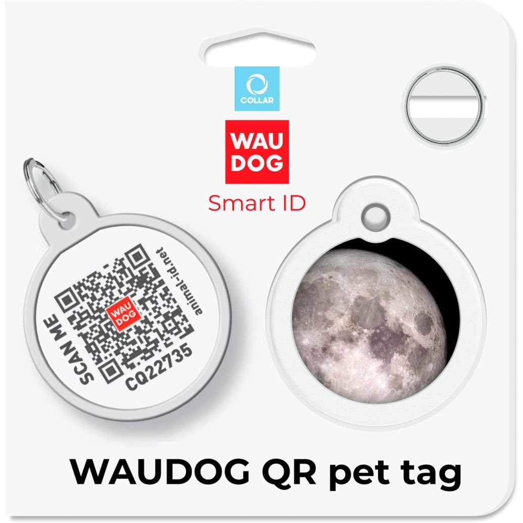 Адресник для собак і котів Waudog Smart ID з QR паспортом Місяць 30 мм - фото 5
