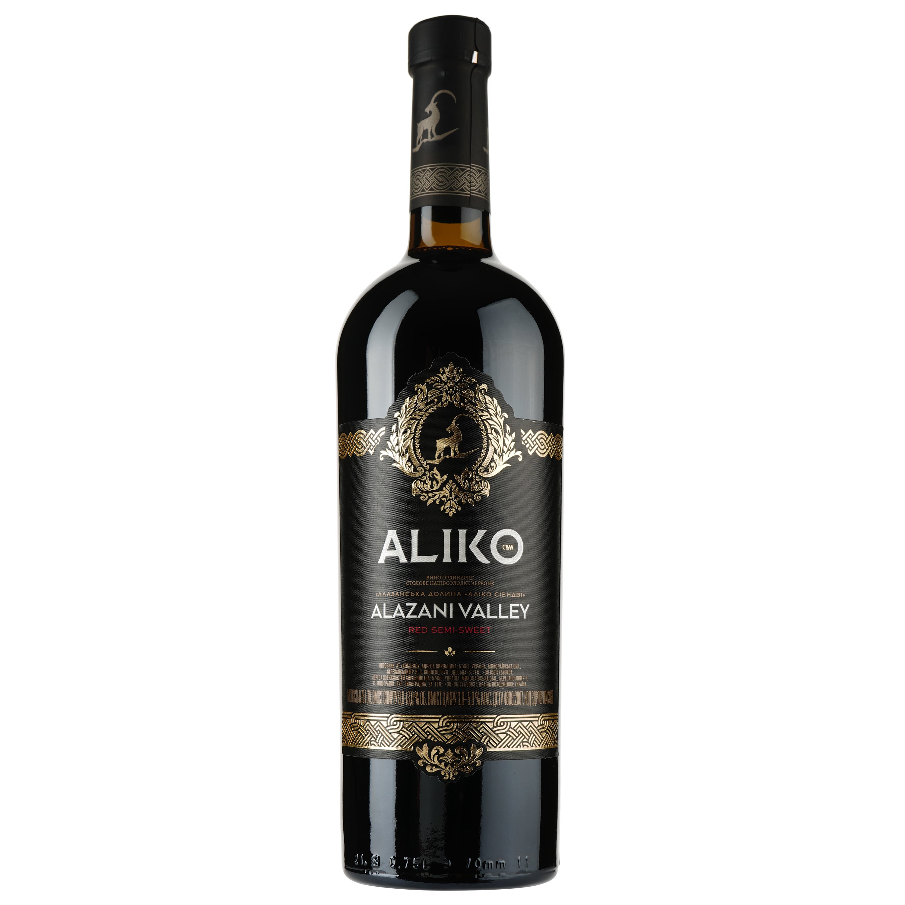 Вино Aliko Алазанская долина, красное, полусладкое, 9-13%, 0,75 л - фото 1