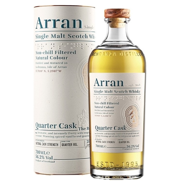 Виски Arran Quarter Cask Single Malt Scotch Whisky 56.2% 0.7 л в тубусе - фото 1