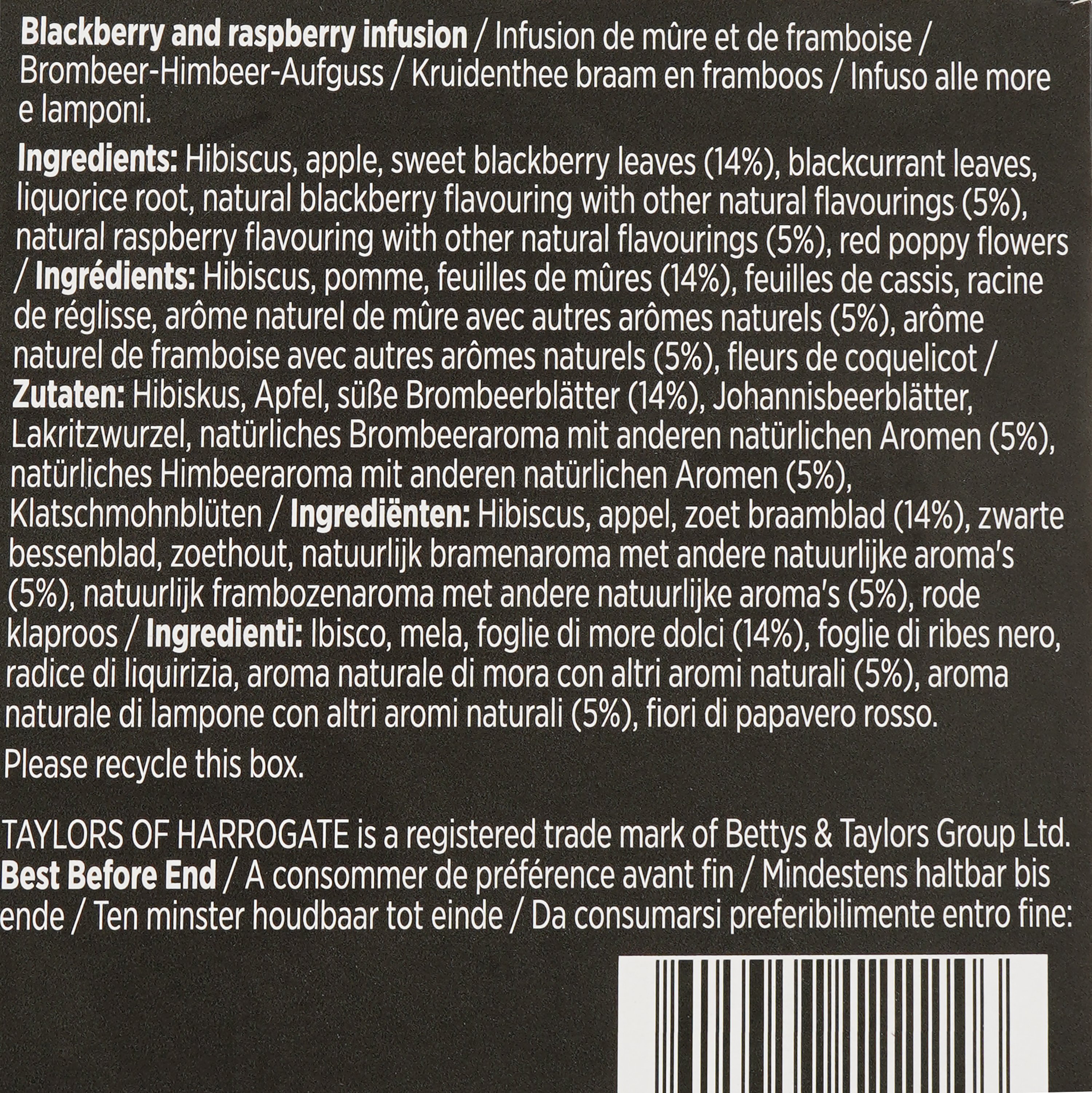 Чай ягодно-травяной Taylors of Harrogate Blackberry&Raspberry, 40 г (20 шт. по 2 г) (895595) - фото 4