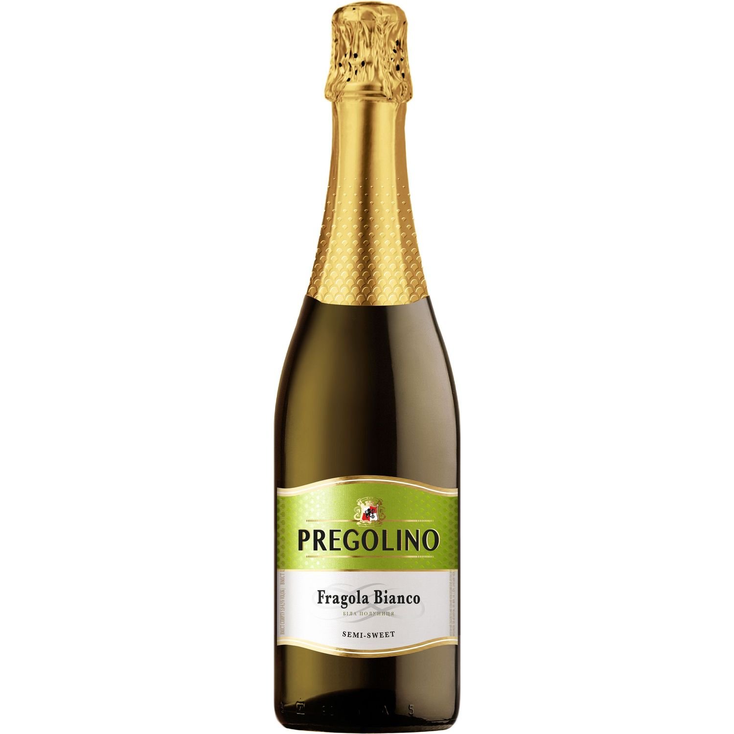 Напій винний слабоалкогольний газований Pregolino Fragola Bianco, напівсолодкий, 8,5%, 0,75 л (478708) - фото 1