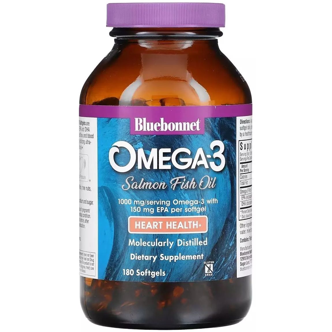 Омега-3 Bluebonnet Nutrition натуральная из жира лосося 180 капсул - фото 1