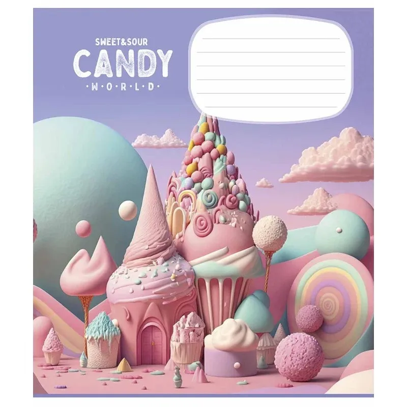 Тетрадь ученическая Школярик Candy world 012-3266C-2 в косую линию 12 листов - фото 1