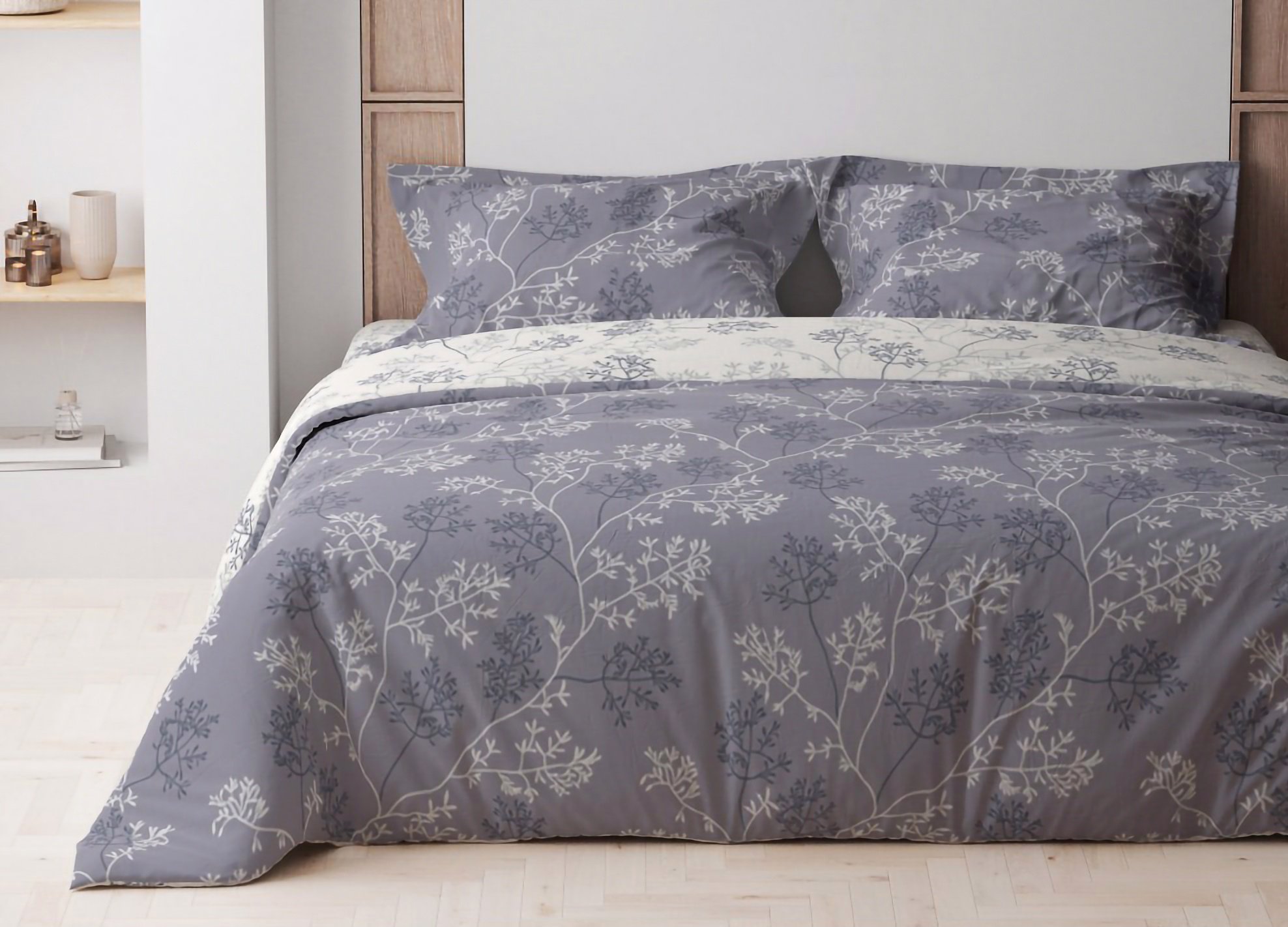 Комплект постельного белья ТЕП Happy Sleep Winter Calm евро cиреневый c белым (2-03796_24834) - фото 1