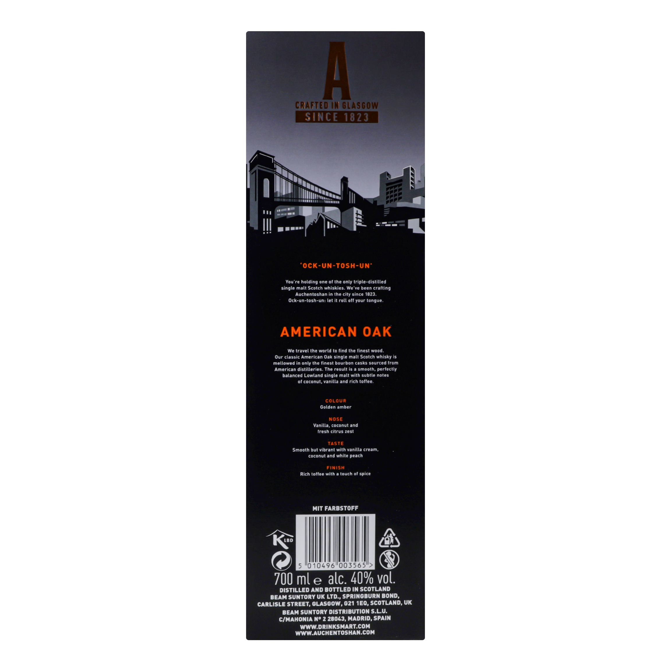 Виски Auchentoshan American Oak Single Malt Scotch Whisky, 40%, 0,7 л - фото 4