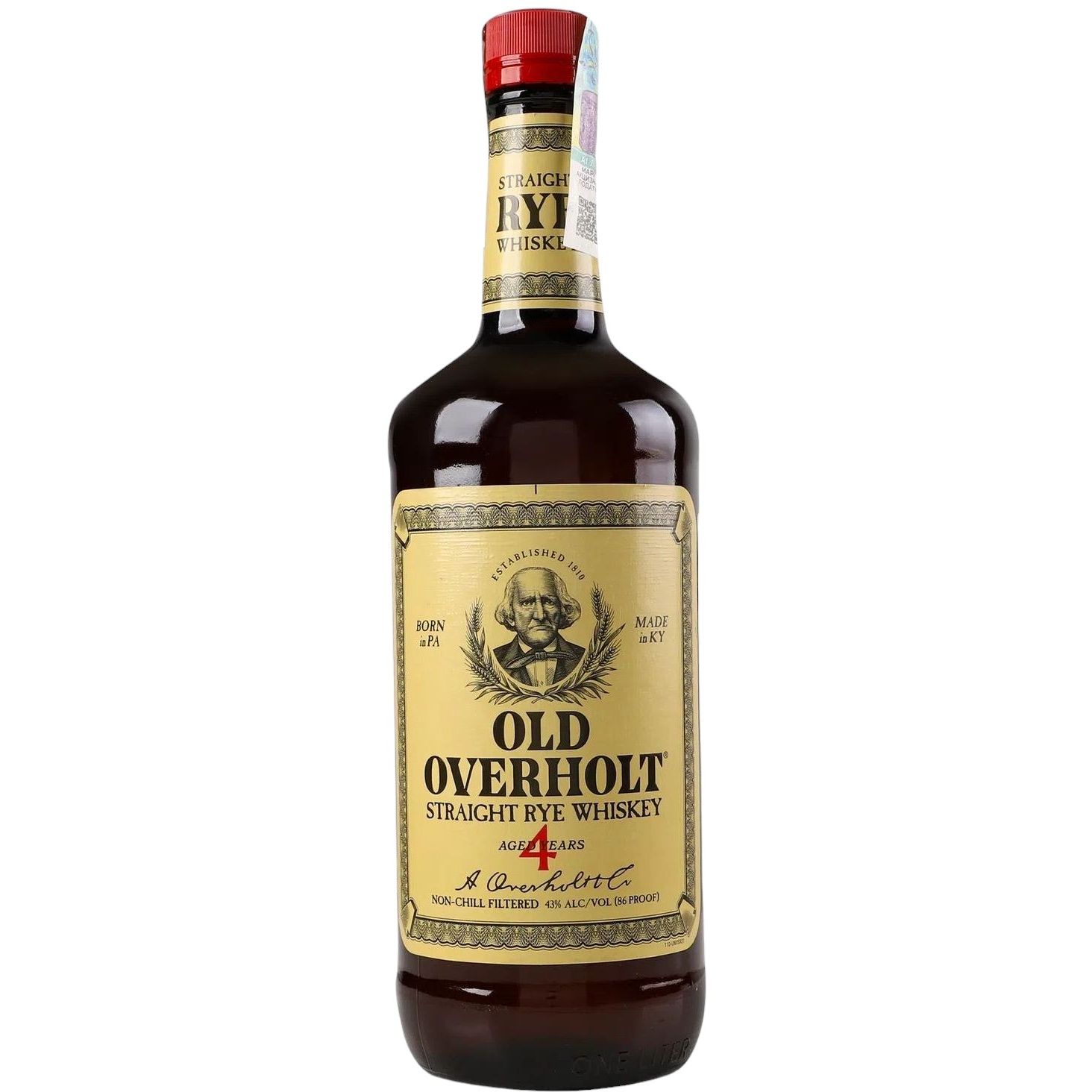 Віскі Old Overholt Straight Rye 43% 1 л - фото 1