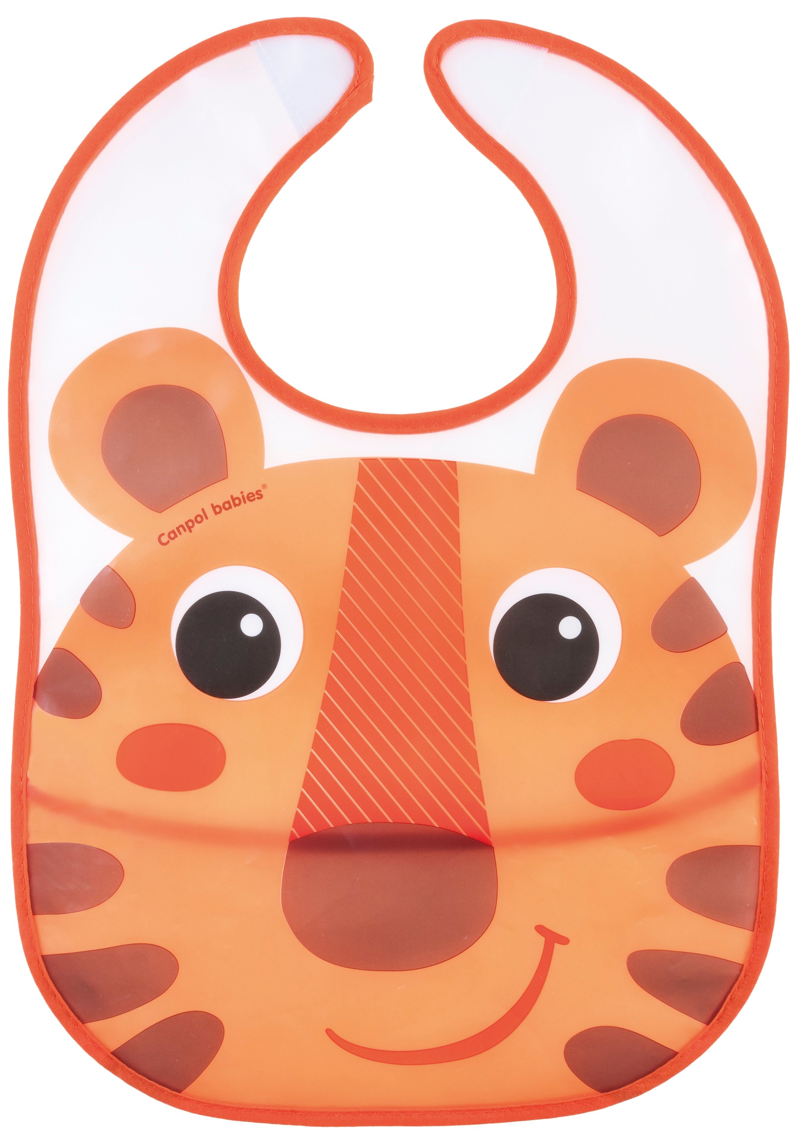 Пластиковий нагрудник з кишенею Canpol Babies Hello Little Тигр, помаранчевий (9/232_ora) - фото 1
