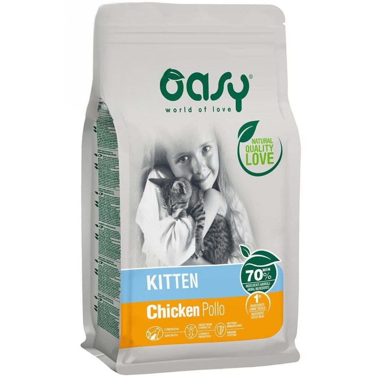 Сухой корм для котят Oasy Lifestage Kitten с курицей 1.5 кг - фото 1