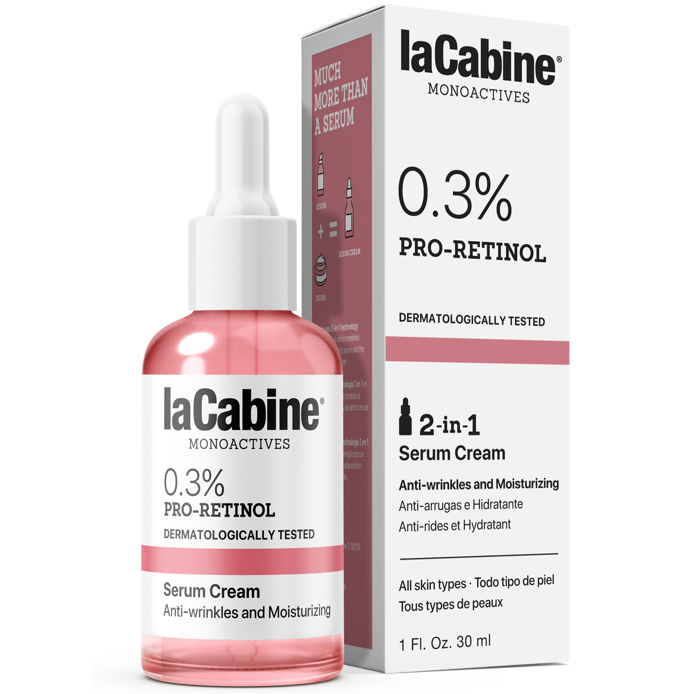 Зволожувальна крем-сироватка La Cabine 0.3% Pro-Retinol 2in1 проти зморшок 30 мл - фото 1