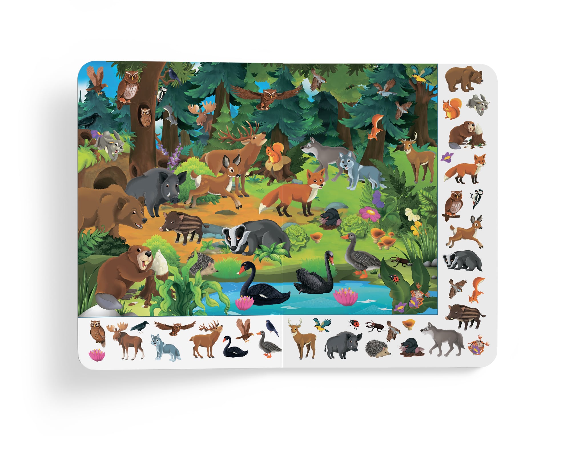 Книга-картонка Кристал Бук Великий вімельбух Тварини, с меганаліпками (F00019435) - фото 4