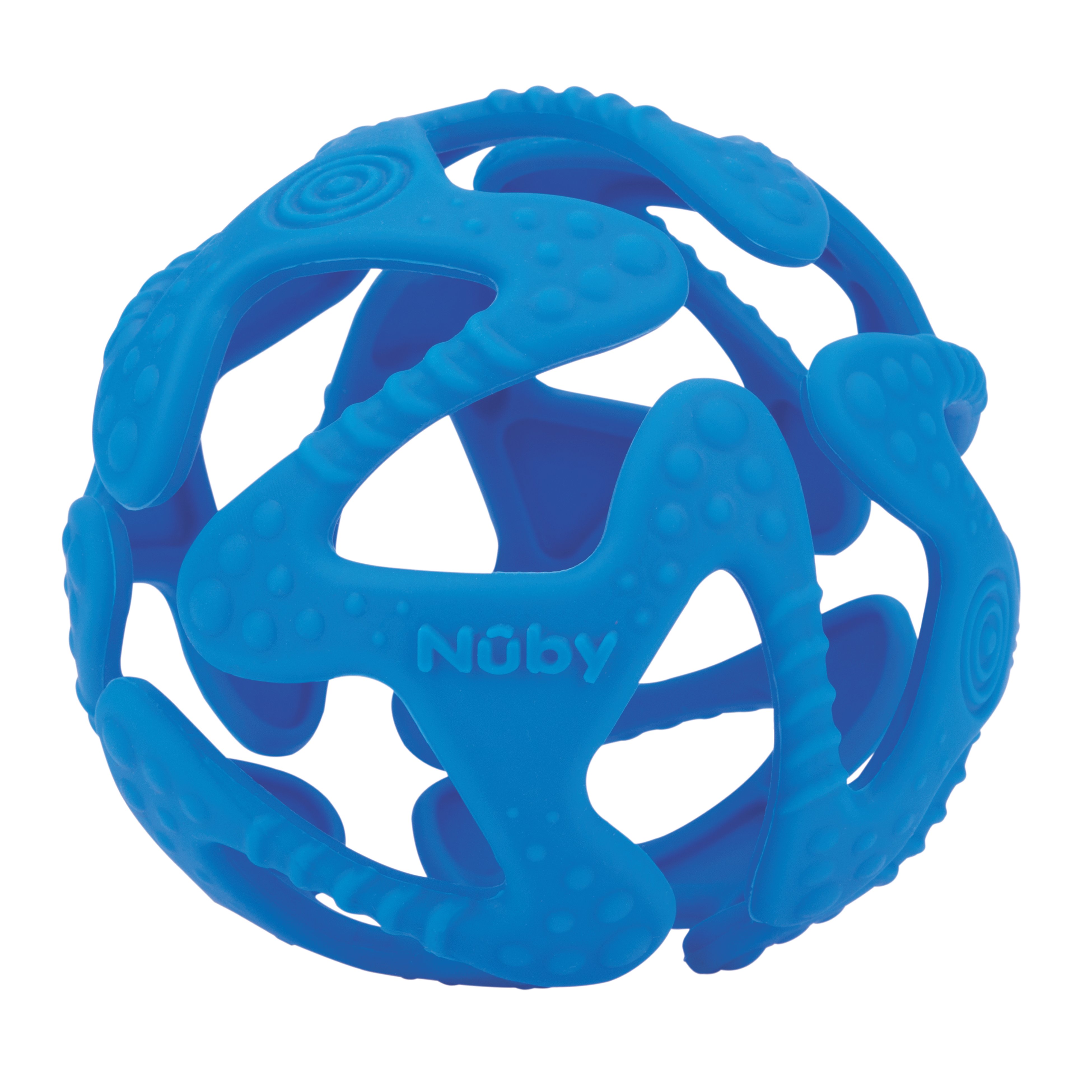 Силіконовий прорізувач Nuby Tuggy Teething Ball М'ячик, синій (6836blue) - фото 1